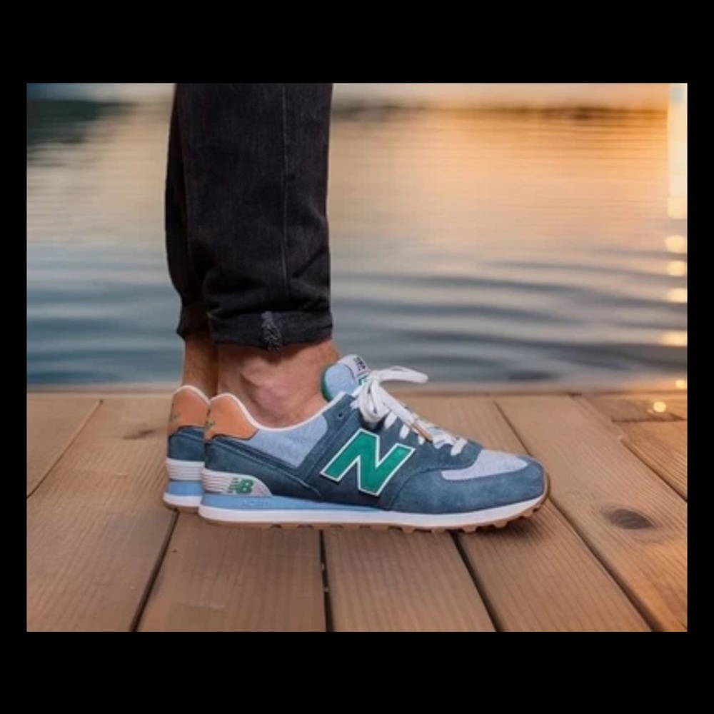 New Balance Men’s 574 ML574PIA Blue-green Modern Retro Casual Streetwear Sz 7